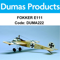 DUMAS 222 FOKKER E111 WALNUT SCALE 17.5 INCH WINGSPAN RUBBER POWERED