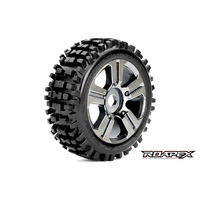 RHYTHM 1/8 BUGGY TIRE  CHROME BLACK WHEEL WITH 17MM HEX MOUNTED