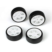 E4D mounted drift tyre & rim white rim