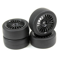 Wheel Set Onroad "20 Spoke / Slick" black 1:10 (4 pcs)