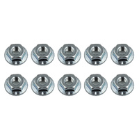 Wheel Nuts, M4 Serrated, flanged, silver steel