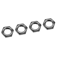 Team Corally - Wheel Nut - Serrated - Aluminum - Black - 4 Pcs