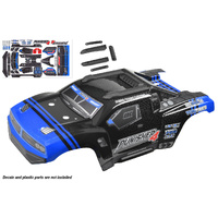 Team Corally - Polycarbonate Body - Punisher 4 - Painted - Cut - Decals - Color Blue - 1 Pc
