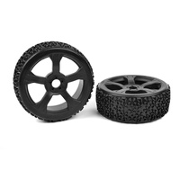 Team Corally - Off-Road 1/8 Buggy Tires - Ninja - Low Profile - Glued on Black Rims - 1 pair