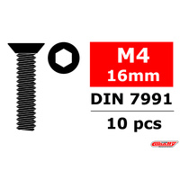 Team Corally - Steel Screws M4 x 16mm - Hex Flat Head - 10 pcs