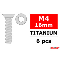 Team Corally - Titanium Screws M4 x 16mm - Hex Flat Head - 6 pcs