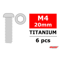 Team Corally - Titanium Screws M4 x 20mm - Hex Button Head - 6 pcs