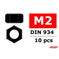 Team Corally - Steel nut M2 - Black coated - 10 pcs