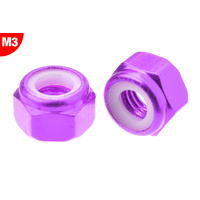 Team Corally - Aluminium Nylstop Nut - M3 - Purple - 10 pcs