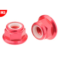 Team Corally - Aluminium Nylstop Nut - M3 - Flanged - Red - 10 pcs