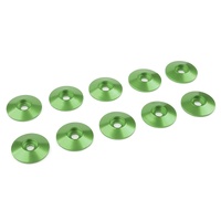 Team Corally - Aluminium Washer - for M3 Button Head Screws - OD=15mm - Green - 10 pcs
