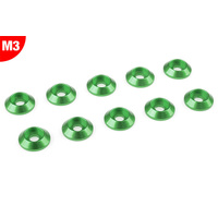 Team Corally - Aluminium Washer - for M3 Button Head Screws - OD=10mm - Green - 10 pcs
