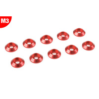 Team Corally - Aluminium Washer - for M3 Button Head Screws - OD=10mm - Red - 10 pcs