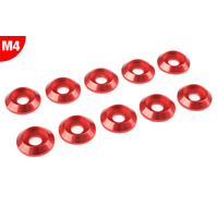 Team Corally - Aluminium Washer - for M4 Button Head Screws - OD=12mm - Red - 10 pcs