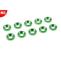 Team Corally - Aluminium Washer - for M3 Flat Head Screws - OD=8mm - Green - 10 pcs