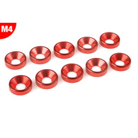 Team Corally - Aluminium Washer - for M4 Flat Head Screws - OD=10mm - Red - 10 pcs