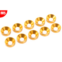 Team Corally - Aluminium Washer - for M5 Flat Head Screws - OD=12mm - Gold - 10 pcs