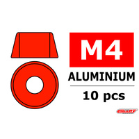 Team Corally - Aluminium Washer - for M4 Socket Head Screws - OD=10mm - Red - 10 pcs