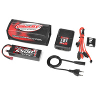 Team Corally - Energy Pack - Lipo 60C - 5500Mah - 2S - T-Plug - Hard Case + Racer 50 - 2-4S AC Charger + Lipo Safety Bag + Charge-Balance Lead