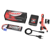 Team Corally - Energy Pack - Lipo 60C - 5200MAH - 2S - EC-5 - Semi-Soft Case + Racer 50 - 2-4S AC Charger + Lipo Safety Bag + Charge-Balance Lead