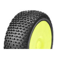 Captic Racing - KOSMIC - 1/8 Buggy Tires Mounted - CR-3 (Soft) Racing Compound - Yellow Rims - 1 Pair