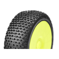 Captic Racing - KOSMIC - 1/8 Buggy Tires Mounted - CR-4 (Super Soft) Racing Compound - Yellow Rims - 1 Pair