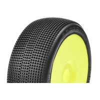 Captic Racing - TRACER - 1/8 Buggy Tires Mounted - CR-1 (Medium) Racing Compound - Yellow Rims - 1 Pair