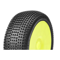 Captic Racing - ZONDA XTR - 1/8 Buggy Tires Mounted - CR-1 (Medium) Racing Compound - Yellow Rims - 1 Pair