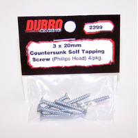 DUBRO 2299 3.0MM X 20 PHILLIPS-HEAD COUNTERSUNK SELF-TAPPING SCREWS (8/PACK