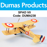 DUMAS 238 SPAD VII  WALNUT SCALE 18 INCH WINGSPAN RUBBER POWERED