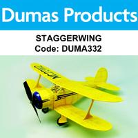 DUMAS 332 STAGGERWING  30 INCH WINGSPAN RUBBER POWERED