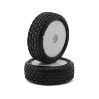 JConcepts Mini-B Dirt Trac Mini Pre-Mounted Front Tires (White) (2) (Green)