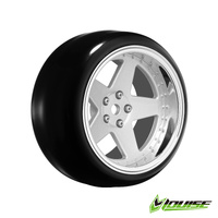 5SPOKE/MATTE SILVER Pre mount  rim & tyres 2,4,6,8mm OFFSET HEX 12mm 4pcs