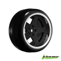  5 SPOKE/MATTE BLACK Pre mount  rim & tyres 2,4,6,8mm OFFSET HEX 12mm 4pcs