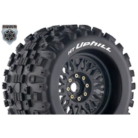 Louise RC - MT-UPHILL - 1-8 Monster Truck Tire Set - Mounted - Sport - Black Wheels - Removable 0 & 1/2 OFFSET HEX 17mm