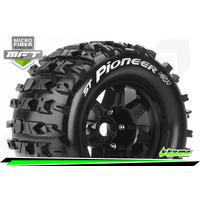 MFT 1/8 ST-PIONEER STADIUM TRUCK TIRE SPORT / 0 OFFSET BLACK RIM HEX 17mm / MOUNTED