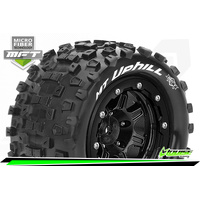 MFT MAXX MT-UPHILL MONSTER TRUCK TIRE SOFT / 1/2 OFFSET BEAD-LOCK BLACK RIM HEX 17mm / MOUNTED