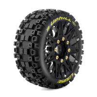 Louise RC - B-UPHILL - 1-8 Buggy Tire Set - Mounted Removable Hex 0 & 1/2 offset 17mm Black