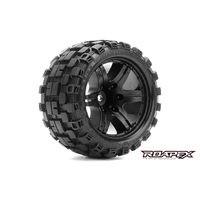 RHYTHM BELTED 1/10 STADIUM TRUCK TIRE BLACK WHEEL 1/2 OFFSET 12mm HEX MOUNTED