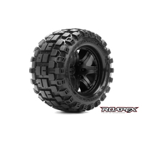 RHYTHM BELTED 1/10 MONSTER TRUCK TIRE BLACK WHEEL 1/2 OFFSET 12mm HEX MOUNTED