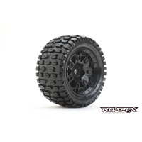 TRACKER BELTED TRAXXAS X-MAXX MT TRUCK TIRE BLACK WHEEL WITH 24MM HEX MOUNTED