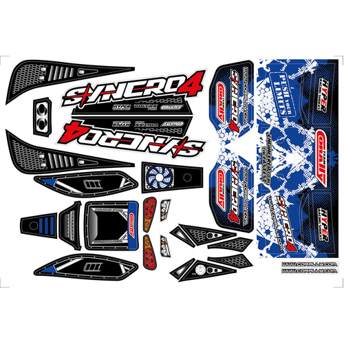 Team Corally - Body Decal Sheet - Syncro 4 - Pre-Cut - Blue Color - 1 Pc