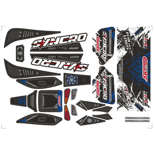 Team Corally - Body Decal Sheet - Syncro - Pre-Cut - Blue Color - 1 Pc