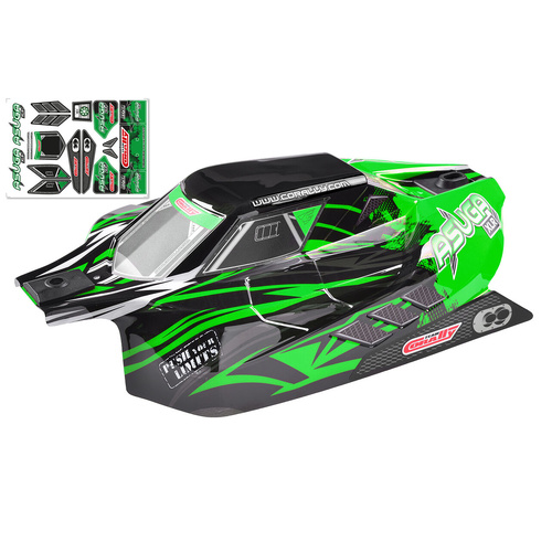 Team Corally - Polycarbonate Body - Asuga XLR - Painted - Cut - Decals - Accessories - Green Color - 1 Pc