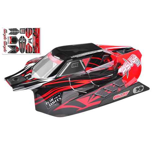 Team Corally - Polycarbonate Body - Asuga XLR - Painted - Cut - Decals - Accessories - Red Color - 1 Pc