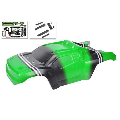 Team Corally - Polycarbonate Body - Punisher XD - Painted - Cut - Decals - Green Color - 1 Pc