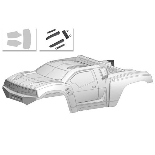 Team Corally - Polycarbonate Body - Punisher XD - Clear - Cut - Decals - 1 Pc