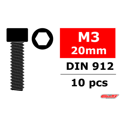Team Corally - Steel Screws M3 x 20mm - Hex Socket Head - 10 pcs