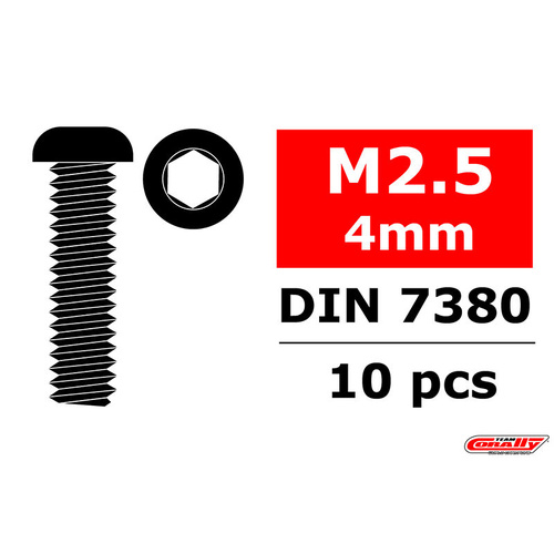 Team Corally - Steel Screws M2.5 x 4mm - Hex Button Head - 10 pcs