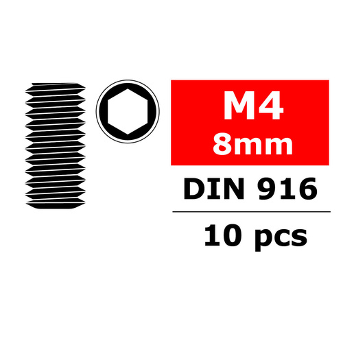 Team Corally - Steel Set Screws M4 x 8mm - Hex - 10 pcs